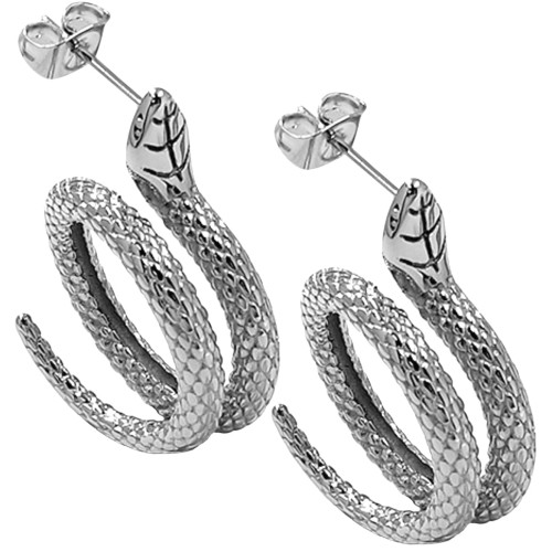 Kolczyki stalowe wkrętki w kształcie węży