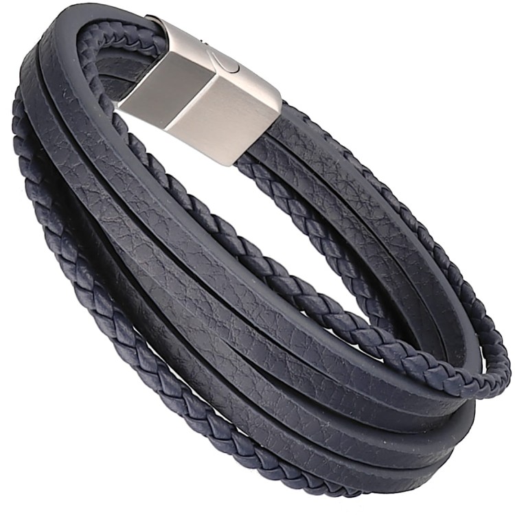 Bransoletka skórzana z rzemieni granatowa1.jpg