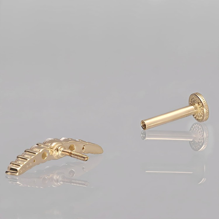 Labret ze Złota 14K w formie łuku z cyrkoniami