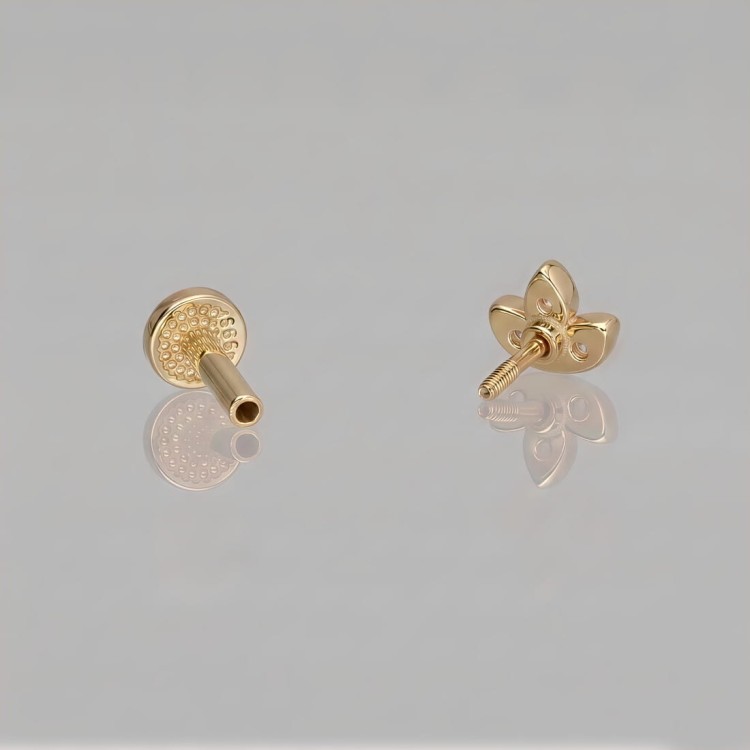 Labret ze Złota 14K z motywem kwiatu lotosu z cyrkoniami