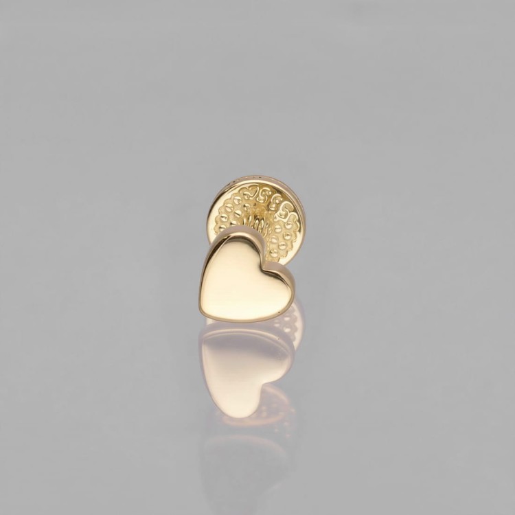 Labret ze Złota 14K w kształcie gładkiego serduszka