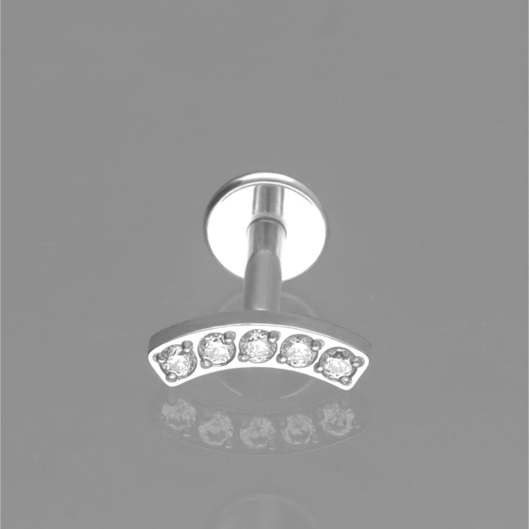 Tytanowy labret z łukiem z kryształków Crystal.jpg