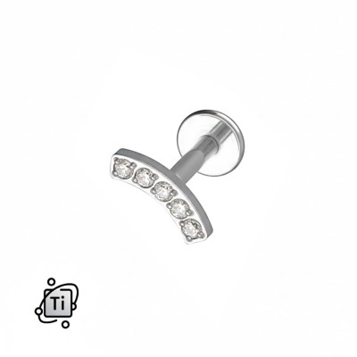 Tytanowy labret z łukiem z kryształków Crystal.jpg
