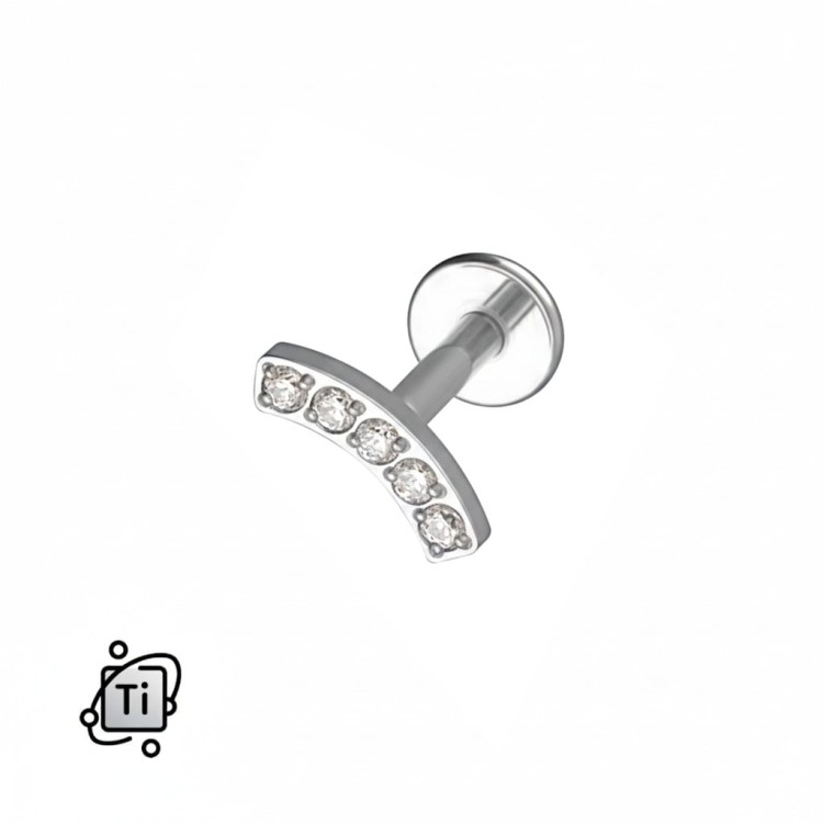 Tytanowy labret z łukiem z kryształków Crystal.jpg
