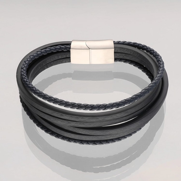 Bransoletka skórzana z rzemieni granatowa3.jpg