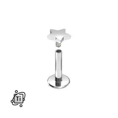 Tytanowy labret z nakrętką w kształcie gwiazdki