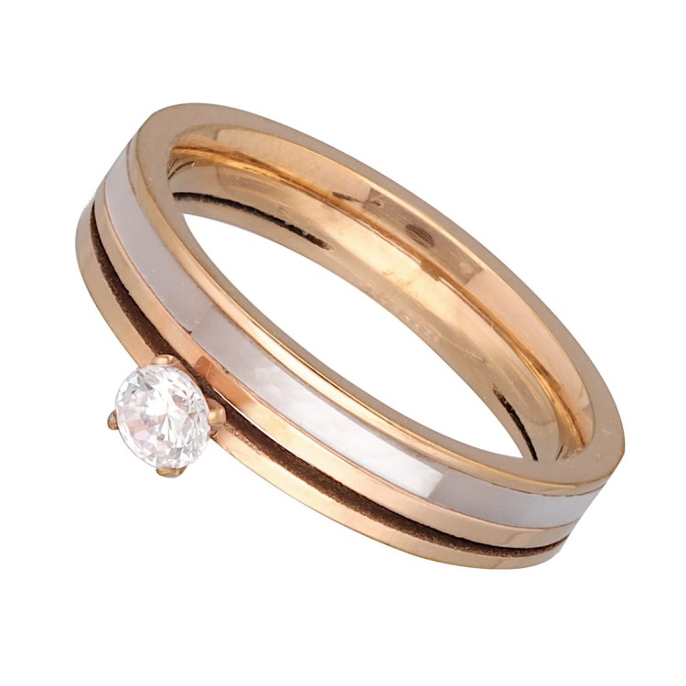 Podwójna obrączka stalowa z masą perłową i cyrkonią.jpg