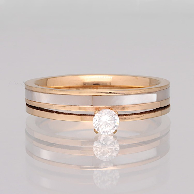 Podwójna obrączka stalowa z masą perłową i cyrkonią.jpg