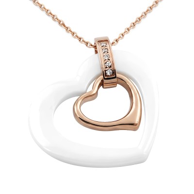 Naszyjnik dwa serca rose gold z białą ceramiką.jpg
