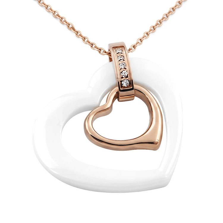 Naszyjnik dwa serca rose gold z białą ceramiką.jpg