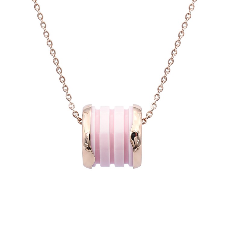 Naszyjnik rose gold z koralikiem z różowej ceramiki.jpg