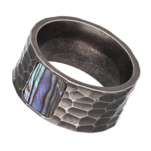 Obrączka stalowa z oczkiem z masy perłowej.jpg