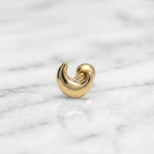 Złoty kolczyk do ucha ze stali szlachetnej PÓŁKSIĘŻYC