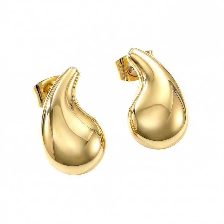 Kolczyki ze stali szlachetnej płaskie złote KROPLE.jpg