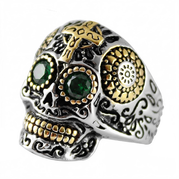 Srebrny sygnet z czaszką calavera.jpg