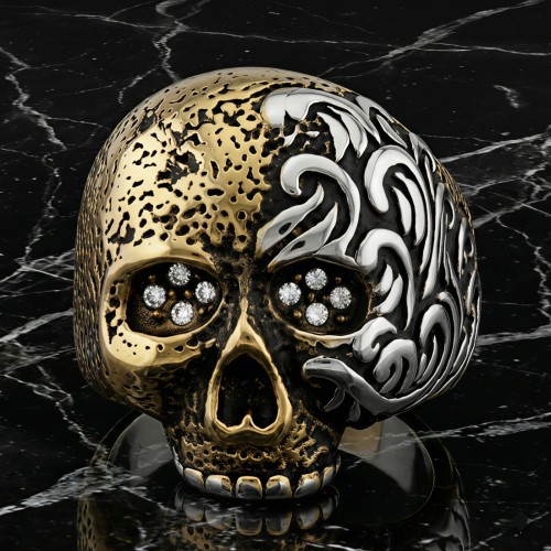 Złoty sygnet CZASZKA płomienie.jpg