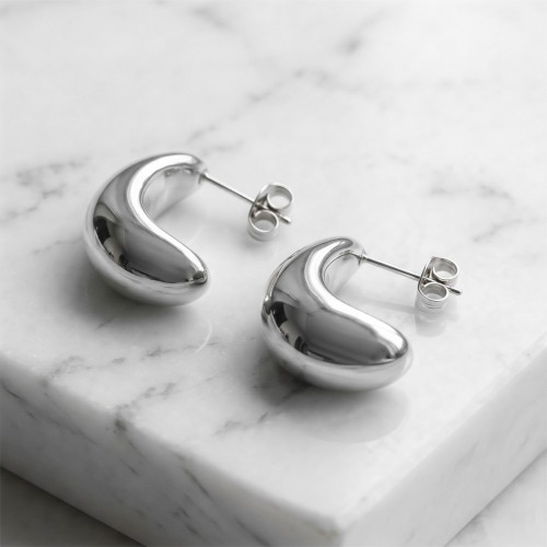 Srebrne półokrągłe kolczyki ze stali szlachetnej LUNA.jpg