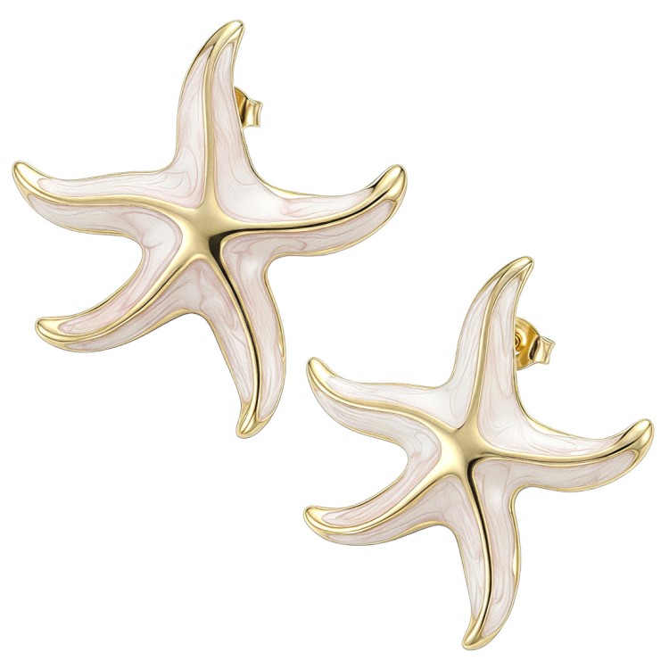 Złote kolczyki emaliowane ze stali szlachetnej ROZGWIAZDY.jpg