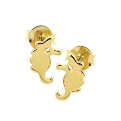 Złote kolczyki wkrętki KONIKI MORSKIE ze stali -  szlachetnej.jpg