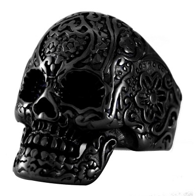 Czarny sygnet stalowy CZASZKA CALAVERA.jpg