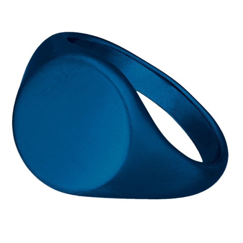 Niebieski matowy sygnet stalowy z okrągłym frontem.jpg