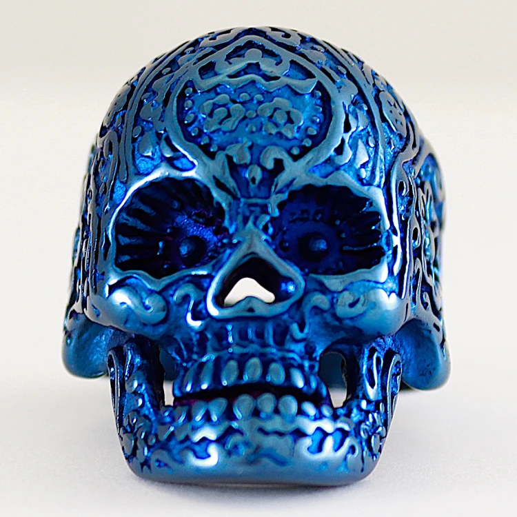 Niebieski sygnet stalowy CZASZKA CADAVERA.jpg