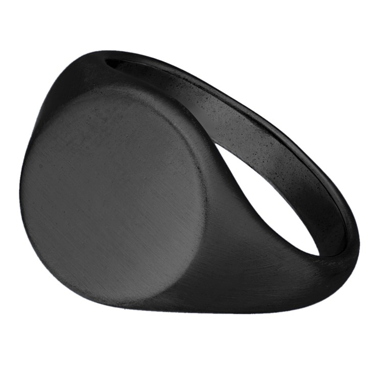 Matowy czarny sygnet stalowy z okrągłym frontem.jpg