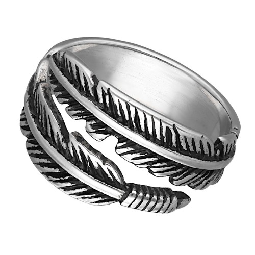 Srebrna obrączka stalowa PIÓRKO.jpg