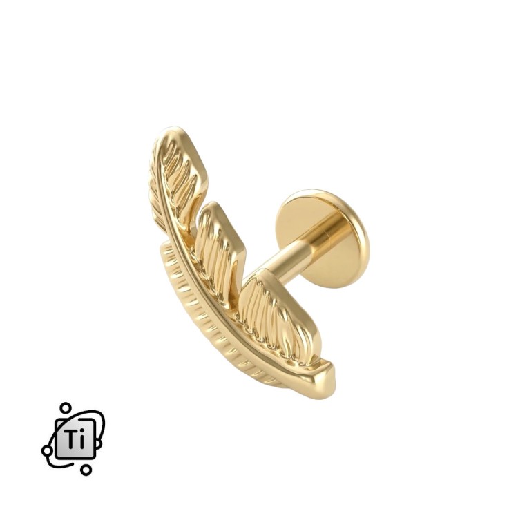 Złoty labret tytanowy PIÓRKO.jpg