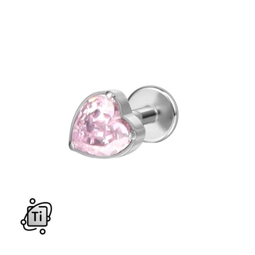 Srebrny tytanowy labret SERCE z różową cyrkonią.jpg