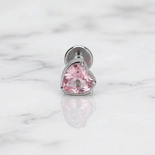 Srebrny tytanowy labret SERCE z różową cyrkonią.jpg