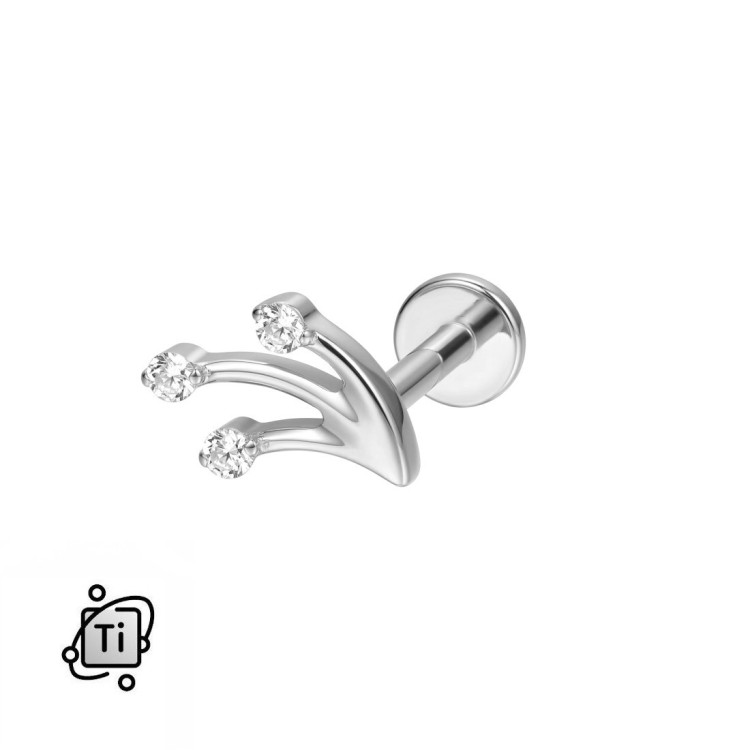 Labret tytanowy z potrójną ozdobą z cyrkoniami Crystal.jpg