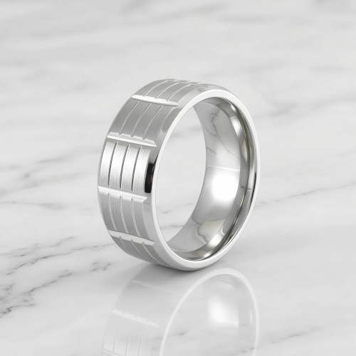 Obrączka rowkowana ze stali szlachetnej z matowym wykonczeniem.jpg