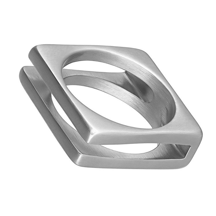 Kwadratowa nowoczesna minimalistyczna obrączka ze stali z matowym wykończeniem.jpg