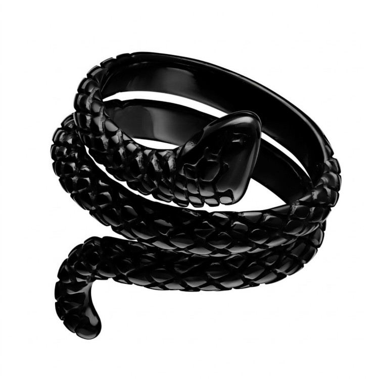 Czarny pierścień stalowy żmijka.jpg