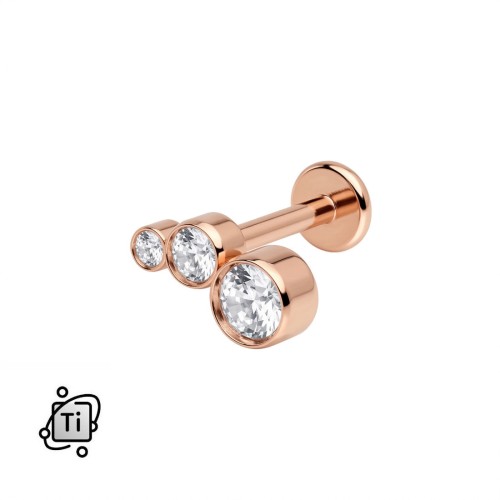 Labret tytanowy rose gold z trzema cyrkoniami Crystal.jpg