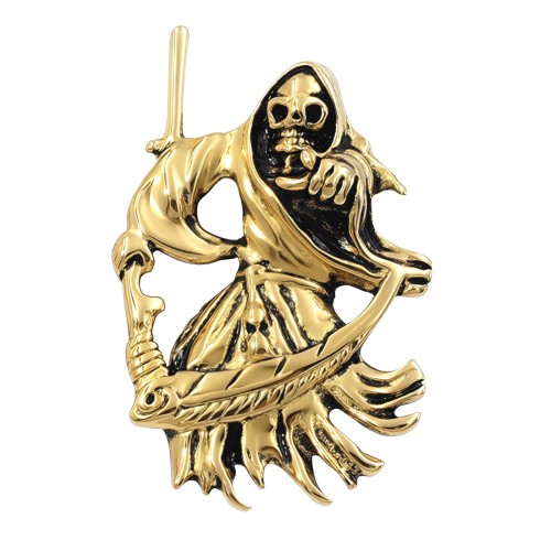Złota zawieszka ze stali w kształcie Śmierci z kosą