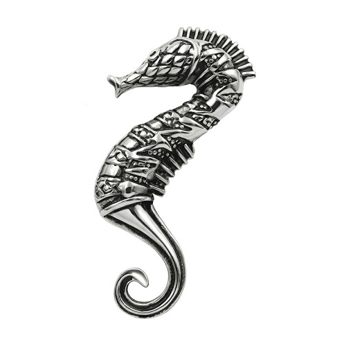 Zawieszka stalowa w kształcie konika morskiego z fakturowaną powierzchnią