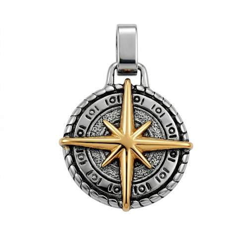 Zawieszka stalowy medalion KOMPAS