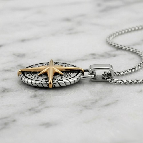 Zawieszka stalowy medalion KOMPAS