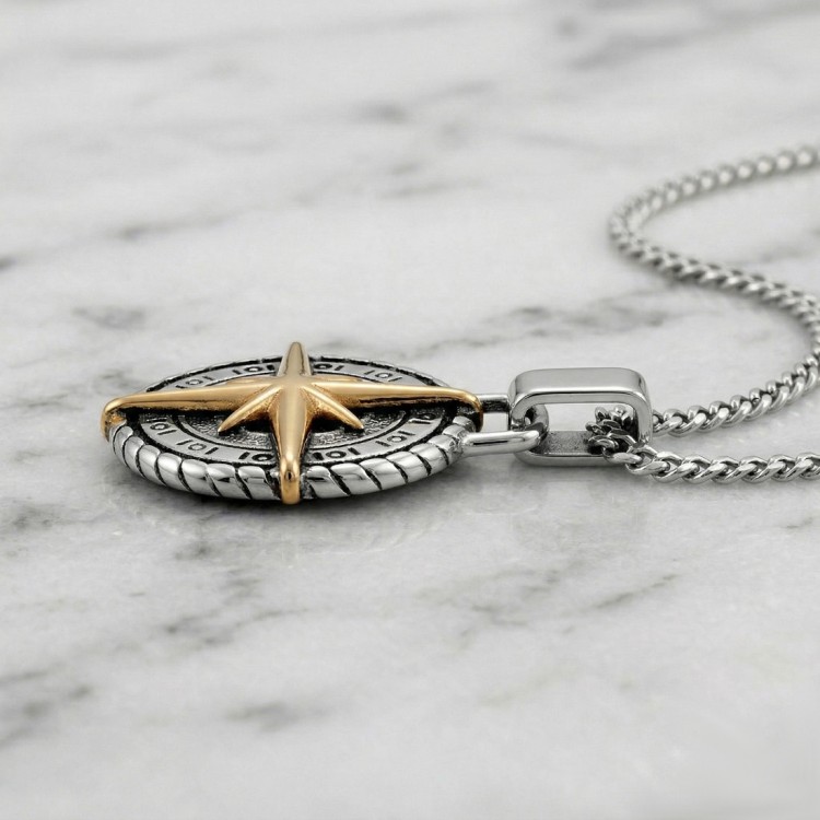 Zawieszka stalowy medalion KOMPAS