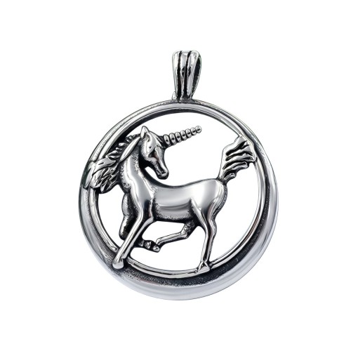 Zawieszka stalowa okrągły medalion JEDNOROŻEC.jpg