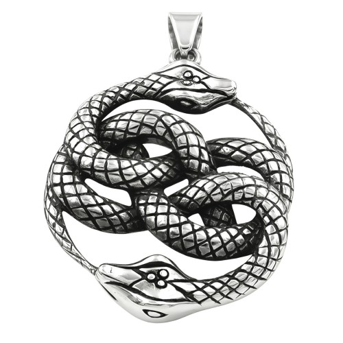 Zawieszka stalowa medalion ze splecionymi wężami.jpg