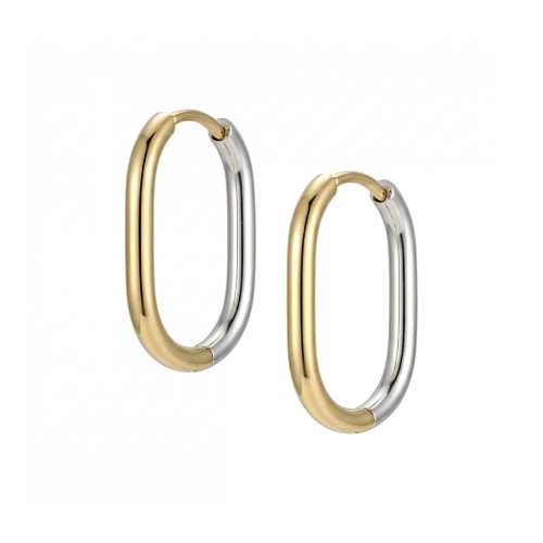 Owalne kolczyki huggie ze stali złoto-srebrne.jpg