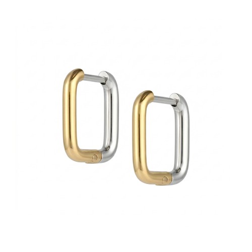 Kwadratowe kolczyki typu huggie ze stali szlachetnej srebrno-złote.jpg