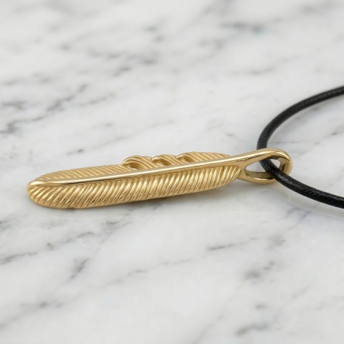 Złota zawieszka ze stali PIÓRO.jpg