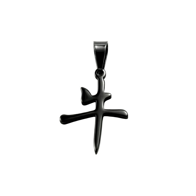 Czarna zawieszka ze stali chińskie KANJI ZNAK BYKA.jpg