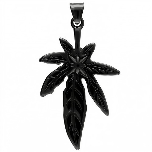 Czarna zawieszka ze stali CANNABIS