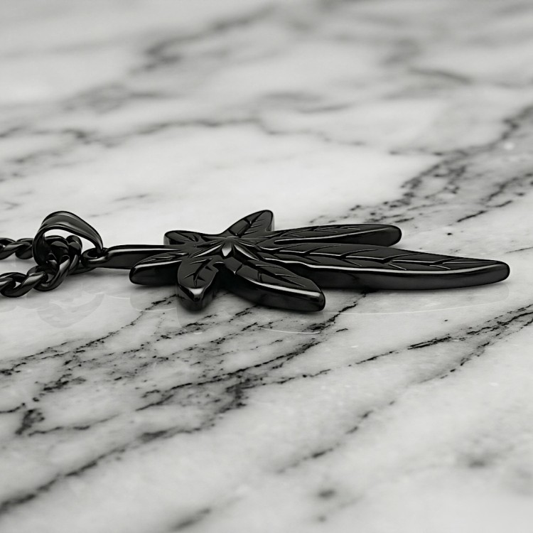 Czarna zawieszka ze stali CANNABIS