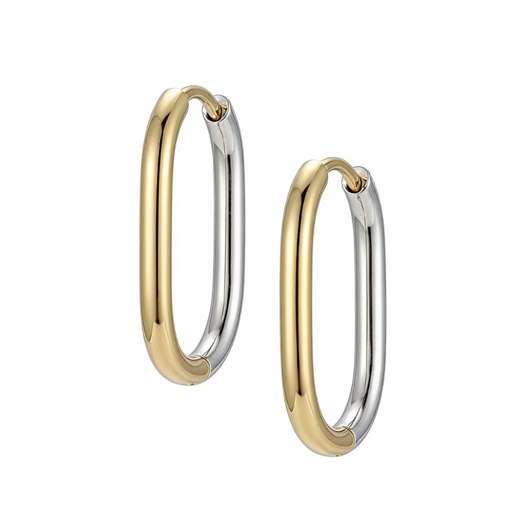 Owalne kolczyki huggie ze stali złoto-srebrne.jpg